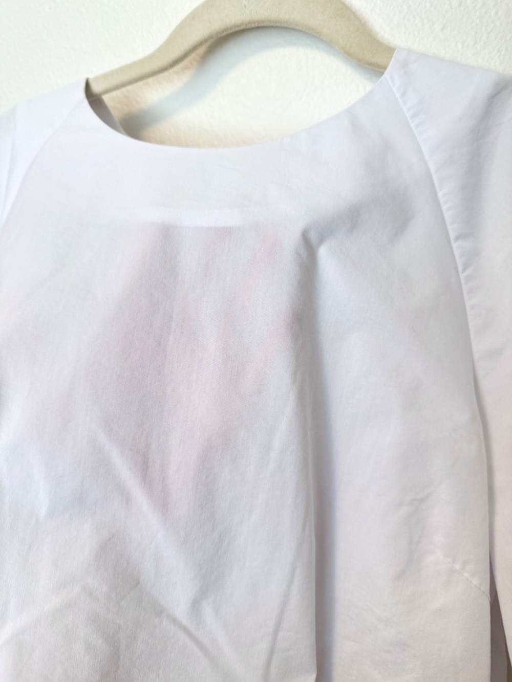Muji Women’s M Quick Dry Puff Sleeve Half Sleeve White Cotton Blouse - Picture 6 of 12